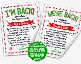 personalized elf letter | welcome back letter from two elves christmas elf letter to kids from elf |  downloadable elf letter |  elf letters