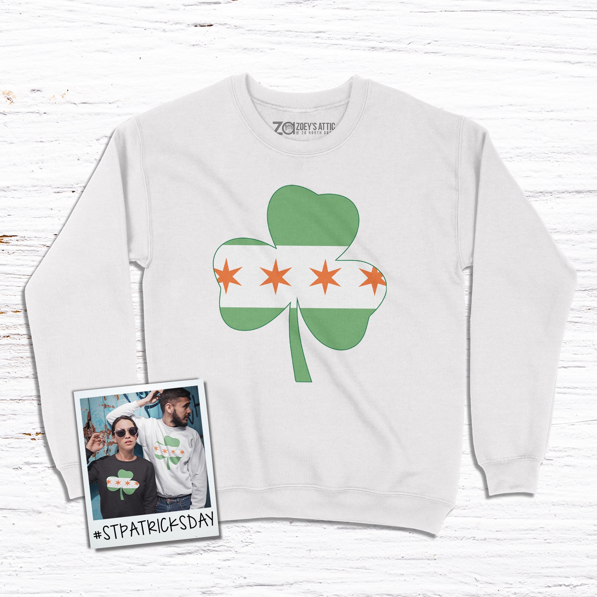 Love Irish Shamrock Green Adult Crew Neck Sweatshirt