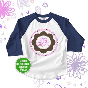 Big sister shirt pink brown circle flower great big sister to be pregnancy announcement raglan shirt MFLR-007-R image 1