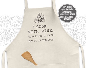 ASHLEIGH Funny Quotes About Cooking Chef Kitchen Apron, Adjustable Strap  Waist Ties, Front Pockets, Perfect for Cooking, Baking, Barbequing 