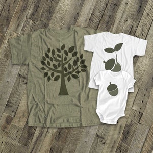 matching dad and kids t-shirts set of THREE - The acorn doesn't fall far from the tree father's day t-shirt sets shirts 22FD-013-3Set