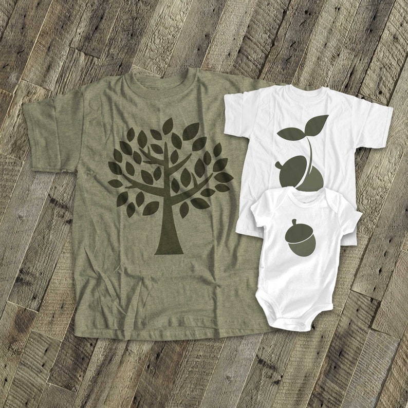 matching dad and kids t-shirts set of THREE - The acorn doesn't fall far from the tree father's day t-shirt sets shirts 22FD-013-3Set 