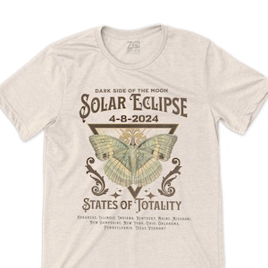 total solar eclipse cute boho concert type t-shirt totality retro boho style natural colored tee cool eclipse t-shirts watching eclipse 2024