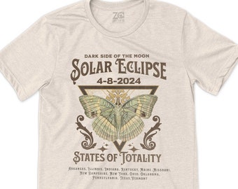 total solar eclipse cute boho concert type t-shirt totality retro boho style natural colored tee cool eclipse t-shirts watching eclipse 2024