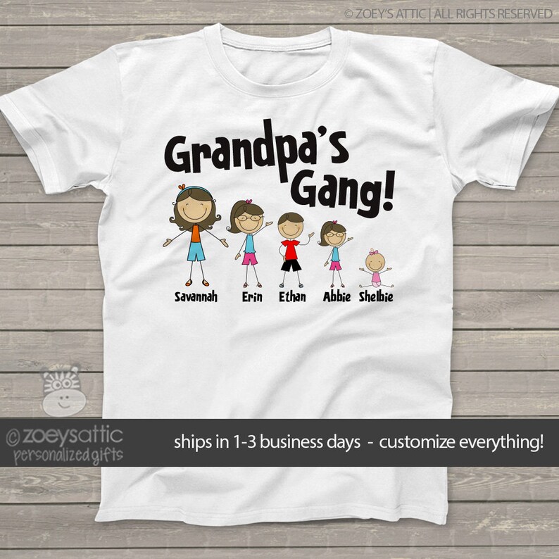 Personalized grandpa or dad stick figure family Tshirt ...