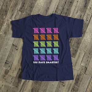 Kids shirt - 100 Days Smarter tally marks - fun hundred day DARK tshirt 22MSCL-012-D