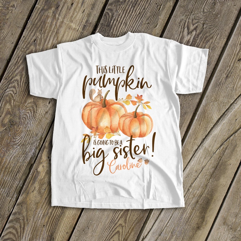 pumpkin big sister shirt watercolor fall big sister to be shirt optional rose gold or gold foil - fall pregnancy announcement 22SNLF-038 