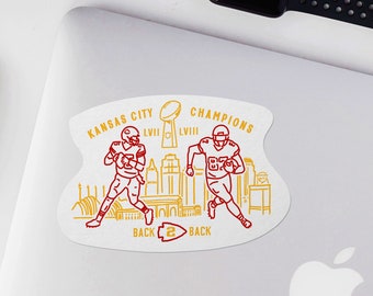 Super Bowl LVIII Kansas City champions sticker vinyl decal back 2 back kc football super bowl champs mahomes kelce vinyl sticker decal