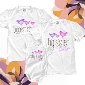 Matching sibling shirts - set full flock of THREE original pecking order shirts big little middle brothers and sisters MAB-002-5-Set