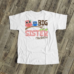 big sister shirt funky owl makes a great big sister to be shirt and gift MOWL-002N image 1