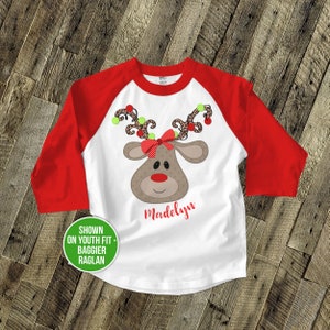 personalized Christmas shirt girls reindeer - perfect my first christmas shirt as well toddler reindeer shirt custom christmas SNLC-040R