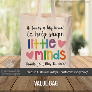 teacher tote bag adorable teacher tote for kindergarten, first grade teacher gift big heart to help shape little minds 22MSCL-022-BBag Value