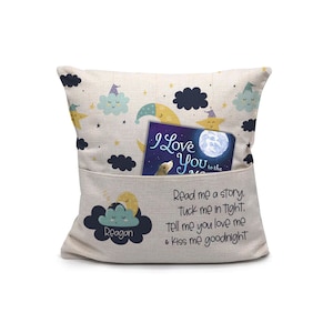 bedtime storybook read me a story pillow cover faux linen pocket pillowcase pillow great gift for new baby or toddler birthday christmas