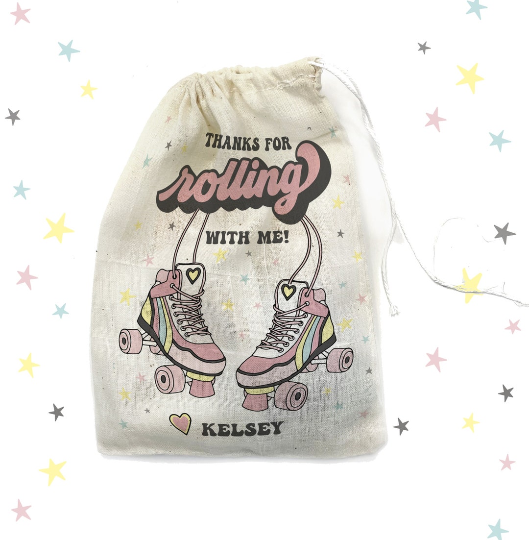 Roller Skating Party Favor Bags Thanks for Rolling With Me Rollerskate