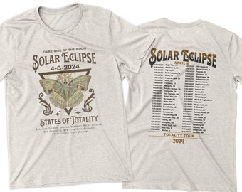 total solar eclipse cute boho concert type front and back t-shirt totality retro boho style natural eclipse t-shirts watching eclipse 2024