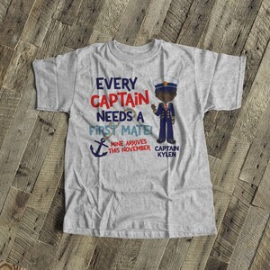 captain first mate big brother shirt nautical theme pregnancy announcement Tshirt MBEH-017N image 2