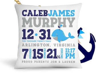 Oreiller d'annonce de naissance baleine nouveau cadeau de bébé oreiller personnalisé BP-112