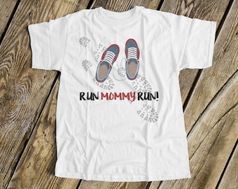 running marathon shirt for kids - cheer mommy and daddy to running (or triathlon) victory MRUN-005N