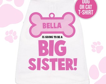 Dog big sister to be shirt- doggie bone dog tshirt perfect for first baby pregnancy announcement and dog lover MPUP-005