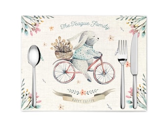 easter placemat easter decor adorable watercolor easter bunny placemats linen placemats can be personalized easter table setting placemats