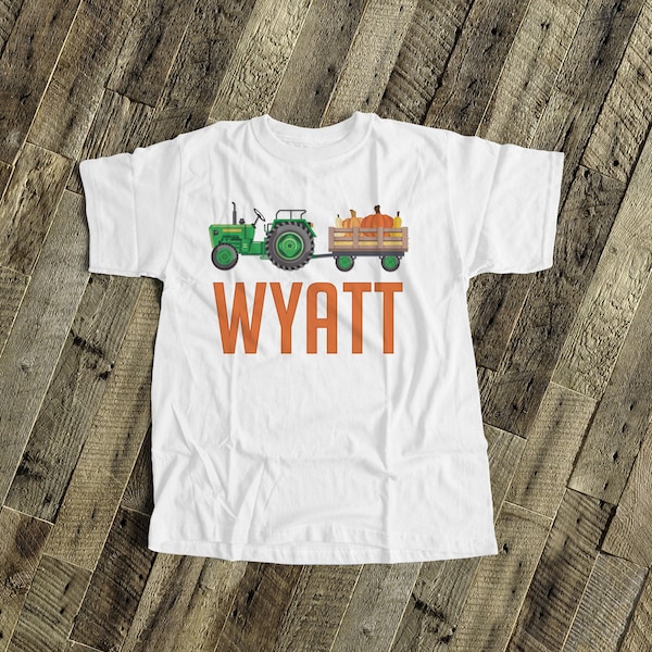 boys tractor shirt Fall green tractor personalized Tshirt - personalized tractor t shirt pumpkin patch shirt boys 22SNLF-040