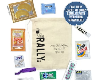 the rally bag hangover recovery birthday bachelorette party kit get ready to rally for the next day bag only or fully loaded kit 22skbag-009