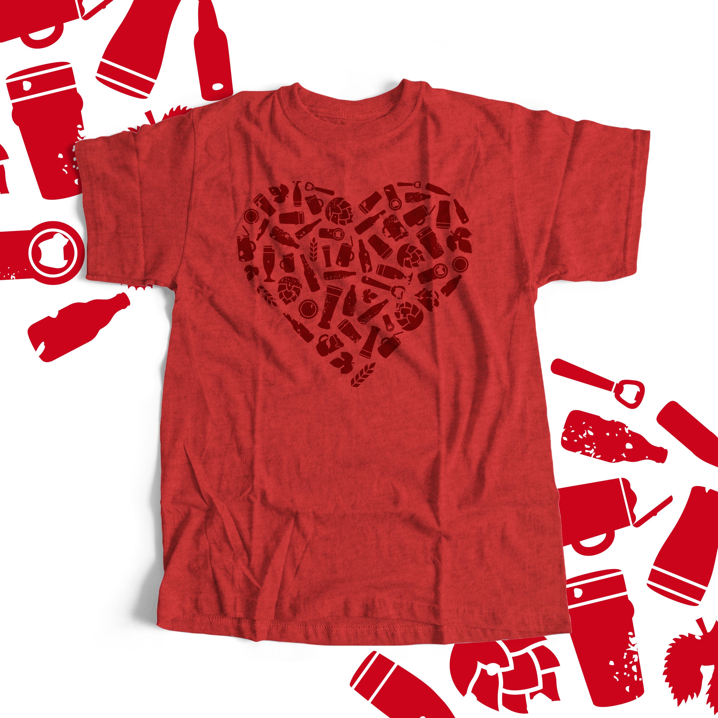 Valentine Love Beer Heart RED Shirt | Love Beer Red Tshirt