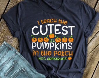 Halloween teacher shirt | cutest li'l pumpkins in the patch DARK tshirt | teach li'l pumpkins halloween shirt for teachers | SNLF-068D