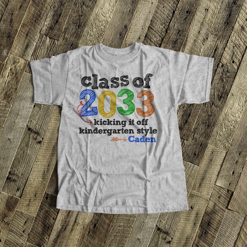 kindergarten shirt kindergarten shirt class of 2033 or any year colorful personalized school class of 2033 kindergarten tee 22MSCL-033-B image 2