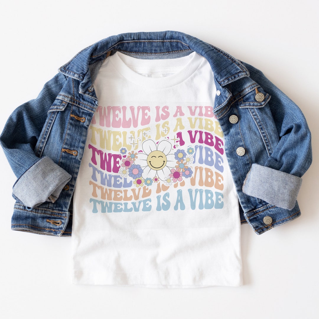 Twelve is a Vibe Birthday Shirt Retro Groovy Twelfth Birthday T-shirt ...