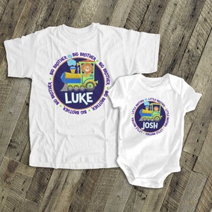 Big brother little brother shirts matching sibling shirts for the train lovers MTRAN-013N-set image 1