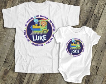 Big brother little brother shirts matching sibling shirts for the train lovers MTRAN-013N-set