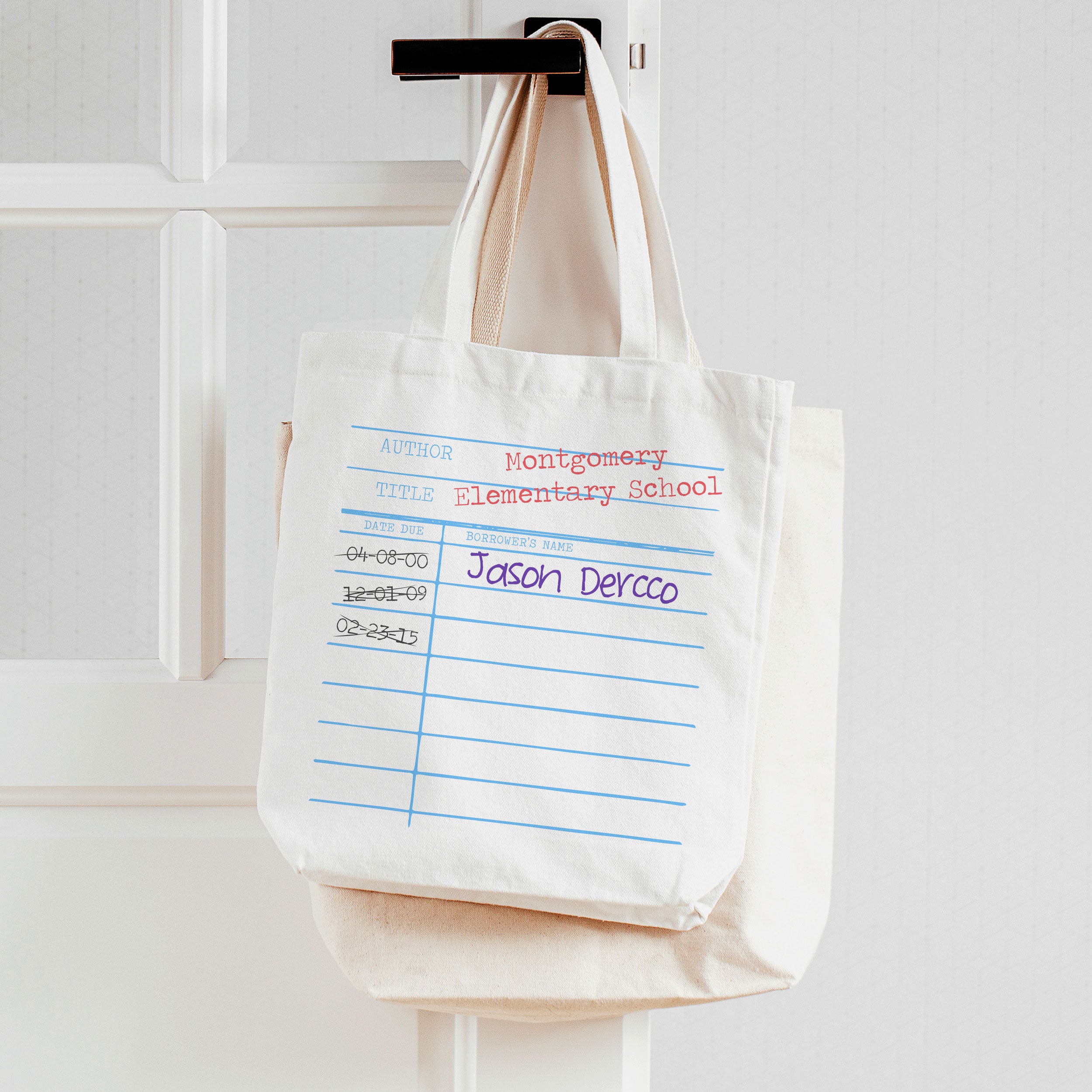 Library Book Return Card Personalized Tote Bag - Choose Value or ...
