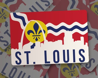 Sticker vinyl decal | saint louis flag sticker | st louis arch skyline vinyl sticker decal  STR-038