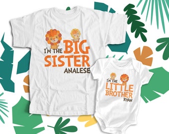 Big brother little brother or any brother sister combination matching lion sibling Tshirt set MSS2-006N-Set