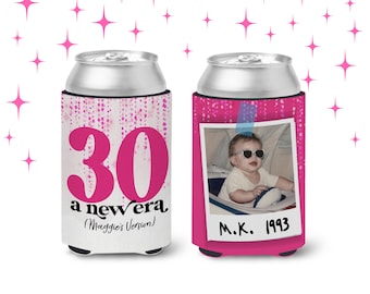 30th birthday can coolers in my new era 30th photo personalized birthday favor can coolies hugs photo 30th era inspired birthday party favor