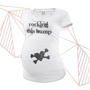 rocking this bump maternity top - heart and crossbones long or short sleeve maternity or non-maternity shirt MMAT-054