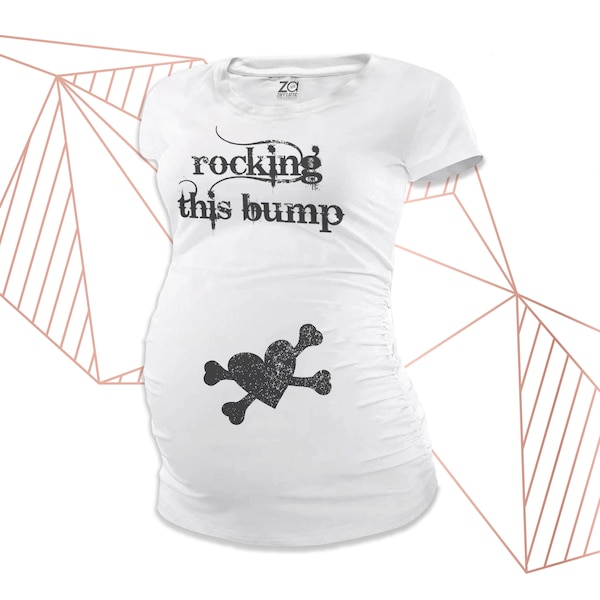 rocking this bump maternity top - heart and crossbones long or short sleeve maternity or non-maternity shirt MMAT-054