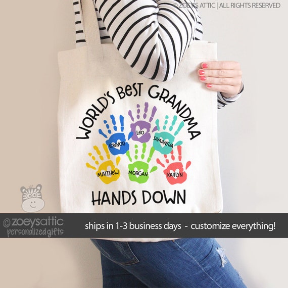 Grandma Tote Bag | World's Best Grandma Hands Down Personalized