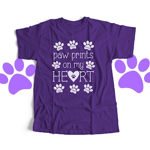 pet dog lover shirt - paw prints on my heart personalized dog lover unisex DARK t-shirt