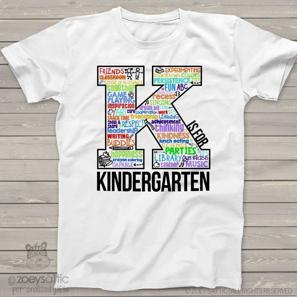 Kindergarten T-shirt Back to School Kindergarten Shirt Word - Etsy