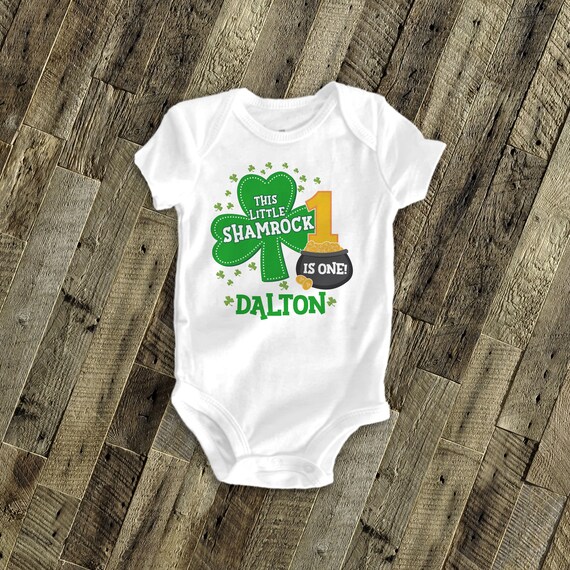 First birthday shirt st. patricks day Irish shamrock personalized any age birthday Tshirt -  St. Patrick's Day birthdays 22SNLP-010