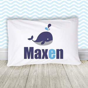 Taie d&#39;oreiller baleine bleue - taie d&#39;oreiller / oreiller garçon personnalisé PIL-010