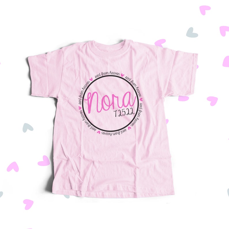 personalized baby bodysuit or shirt new baby gift, baby shower, hospital gift sent from heaven onesie or shirt MSPL-027 Short Sleeve Pink