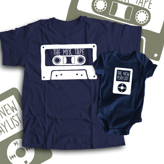 Parent and Child Shirt Set | Mix Tape and New Playlist Dark