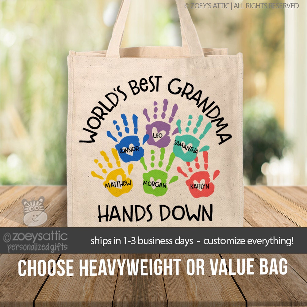 Grandma Tote Bag | World's Best Grandma Hands Down Personalized