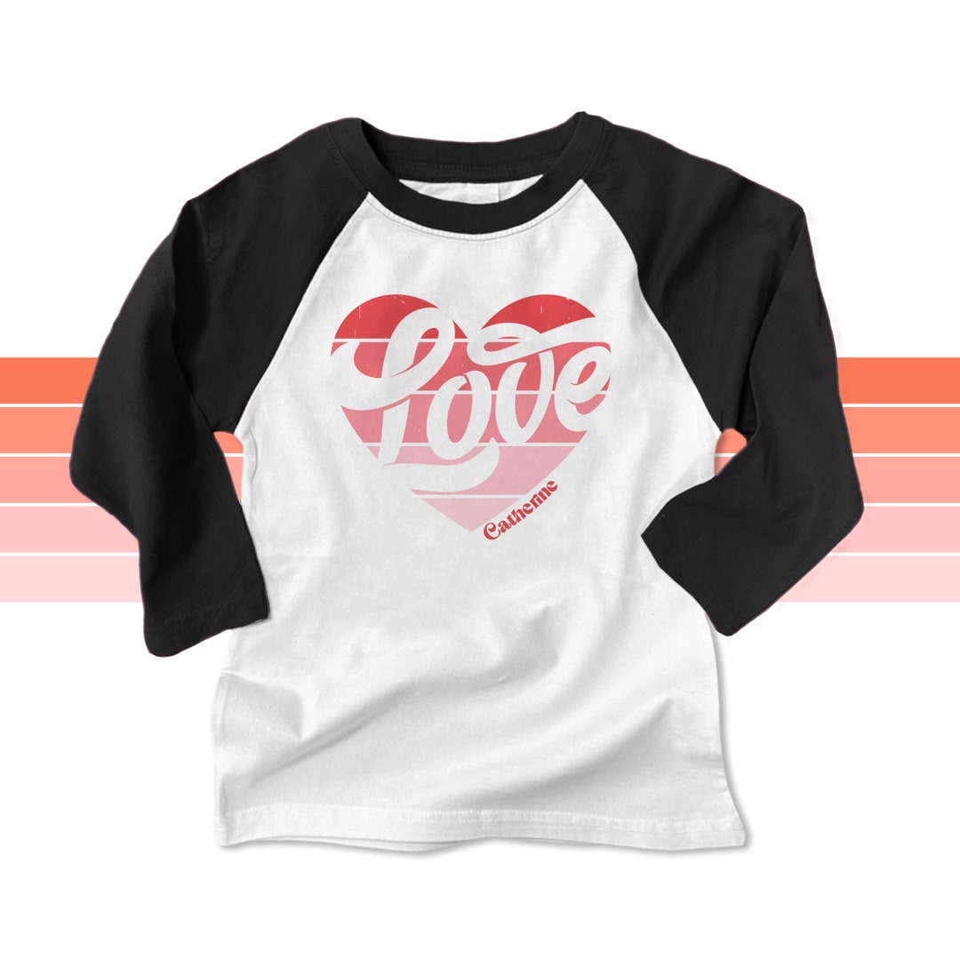 Valentine Raglan Heart Love | Groovy Love Colorful Striped Heart ...