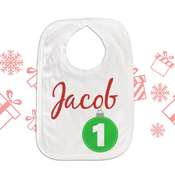 Christmas ornament first birthday bib adorable for birthday cake smashing baby bib 22SNLC-071-Bib