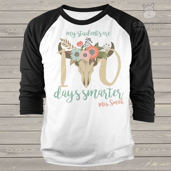 Teacher Shirt 100 Days Smarter Cow Head 