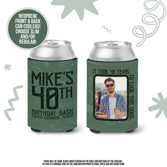 Personalized 50th Birthday Can Cooler Favors, Birthday Can Cooler
